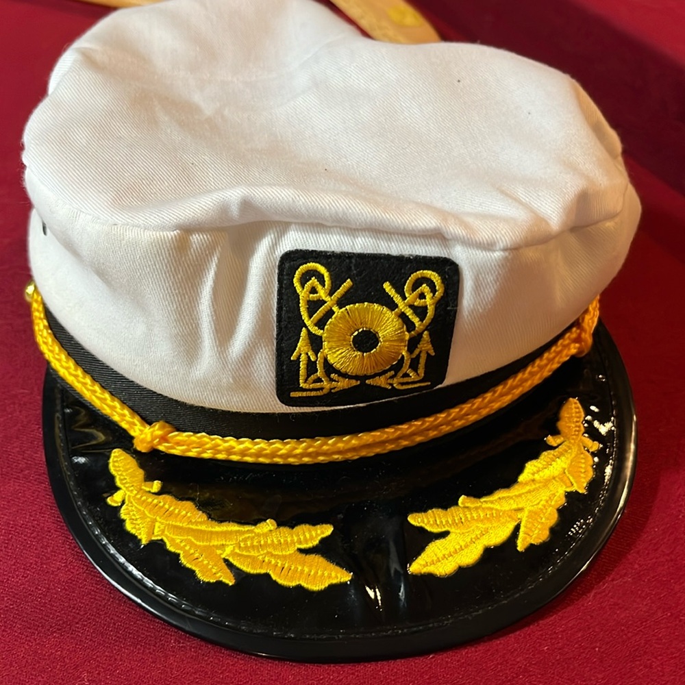 Captains HAT ship yacht SnapBack yellow embroidery anchor roping emblem on brim